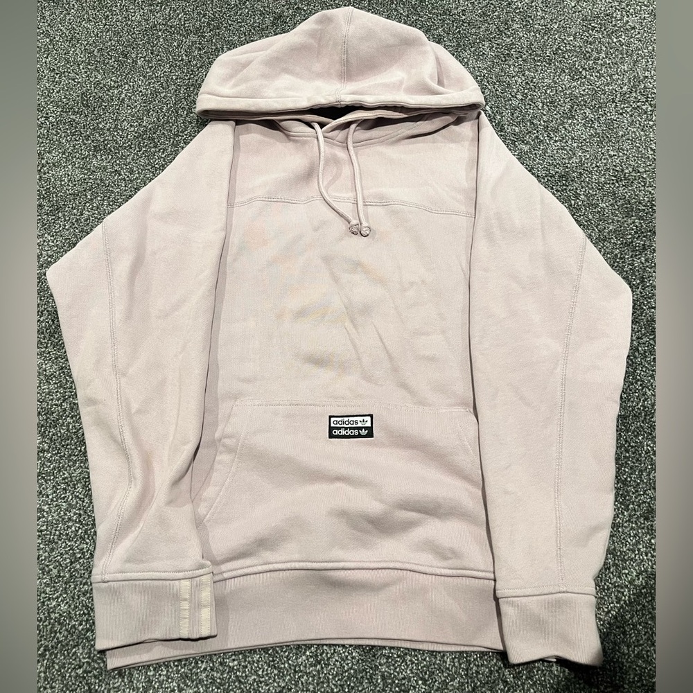 Light purple Adidas hoodie with white stripes adidas